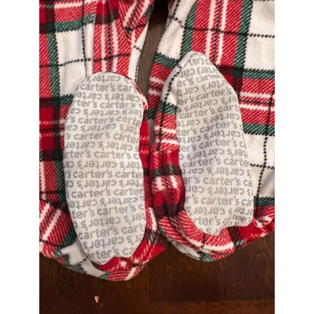 2 Toddler Zip Up Fleece Pajamas Holiday Plaid Winter Boys Girls Size 4T